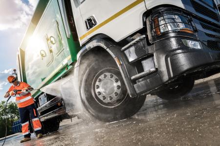 Semi truck cleaning